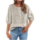 thumbnail image 3 of TaTaai Women's Short Sleeve T-Shirt / Vintage Embroidery Loose-Fit Round Neck Blouse / Cotton-Linen Breathable Casual Top Gift, 3 of 6