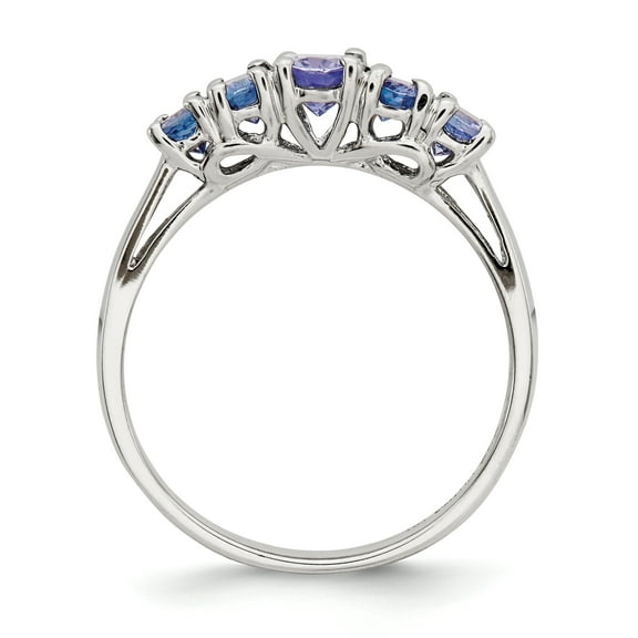 Primal Silver Sterling Silver Rhodium-plated 5-Stone Oval Tanzanite Ring