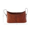 thumbnail image 4 of DecMode 12" Brown Leather Handmade Curved Box Style Single Slot Magazine Holder with Buckle Handles, 4 of 14