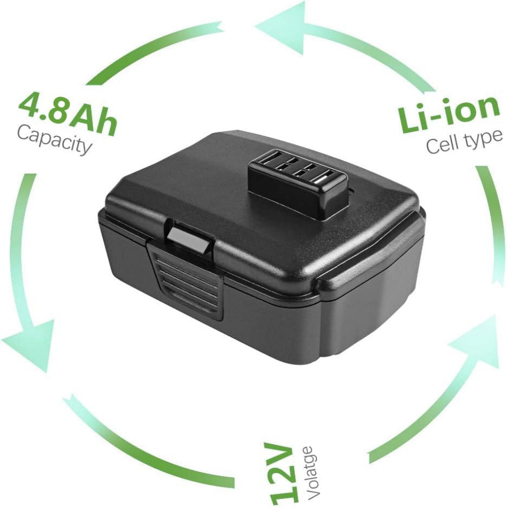 2 Packs CB120L 12V 4800mAh Lithium Battery Replacement for 12V Ryobi CB120L BPL-1220 130503001 130503005 BS12CA BID-1201 CAH120LK CD100 BID-1201 Battery