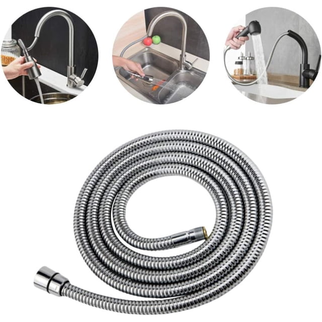 Manguera de repuesto para grifo de fregadero de cocina, manguera de acero inoxidable para grifo de fregadero (200cm), 1 Uds. JM