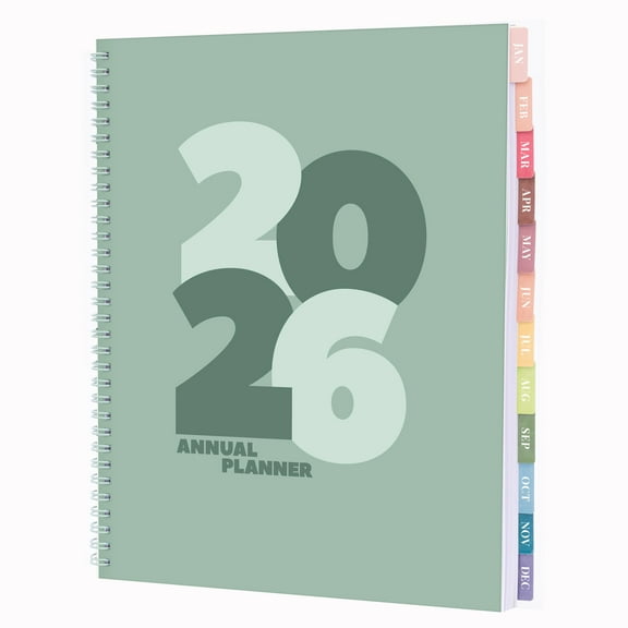 Rileys 2026 Planner, Agenda Planner With Weekly And Monthly View, Daily Agenda Book And Yearly Planners Calendar Book, Spiral Bound With Tabs, Notes, Goals And Holidays (Chunky, Green, 8.5 x 11 in)