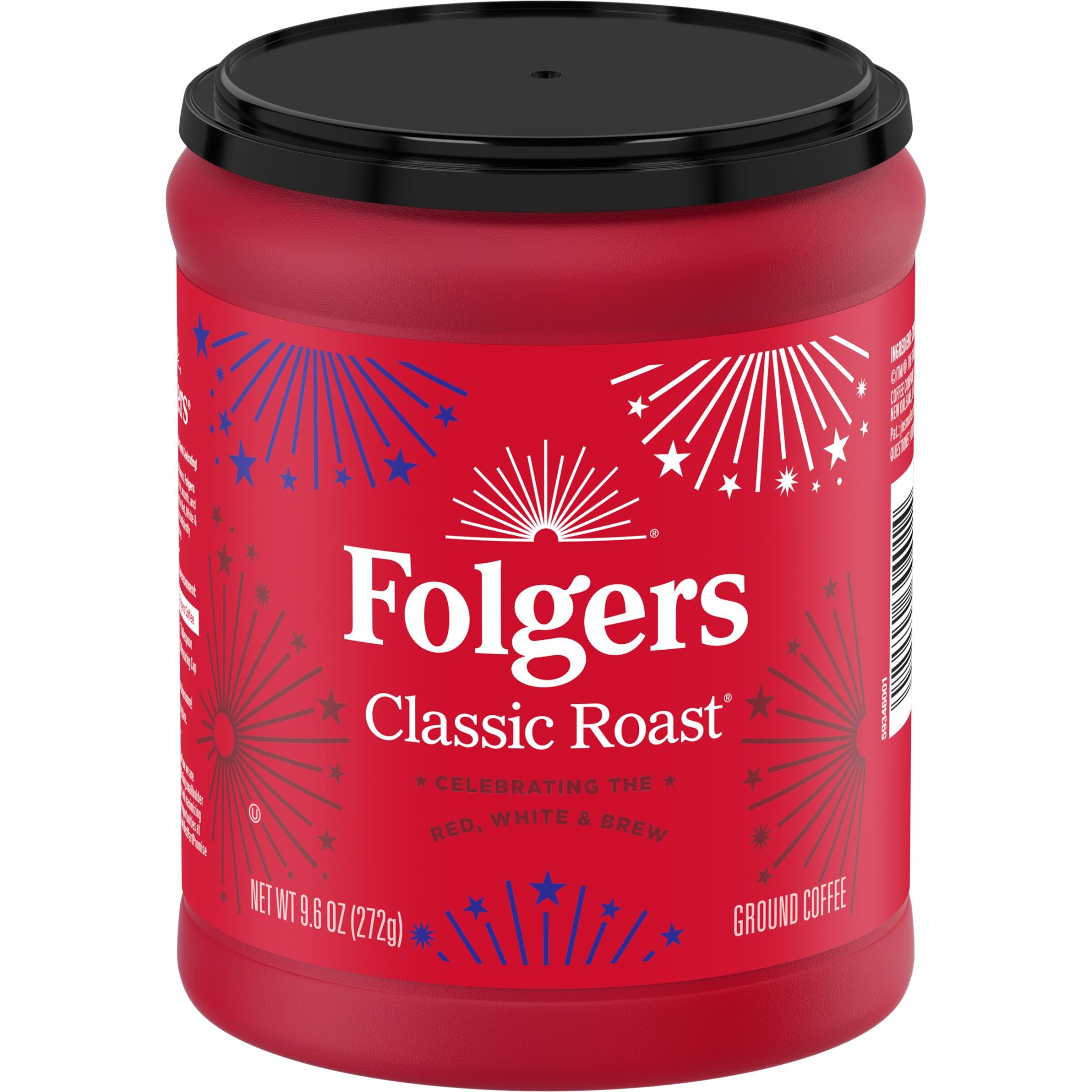 Folgers Classic Roast Medium Roast Ground Coffee, Limited Edition Canister for America’s 250th Anniversary, 9.6 oz