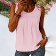 thumbnail image 4 of TEAJOPSUU Tank Tops for Womens Sleeveless Crew Neck Blouses Loose Fit Front Pleated Solid Color Shirts Pink, 4 of 7