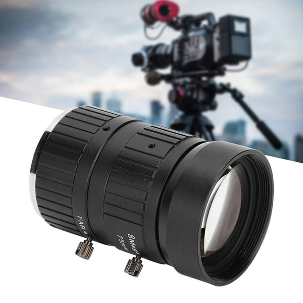 Lente de cámara montura C de aleación de aluminio Formato de imagen de 1 pulgada Distancia focal de 75 mm Lente CCTV Alta definición de 8 MP para la mayoría de las cámaras
