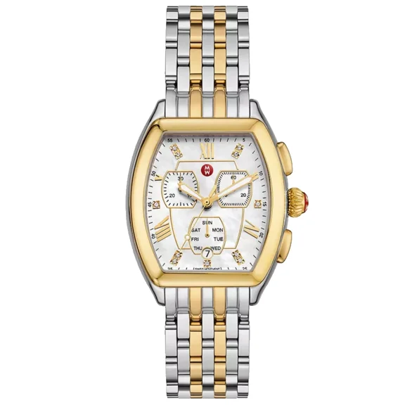 Michele Releve Mww19a000040 White Dial Two Tone Bracelet 45mm Womens Watch