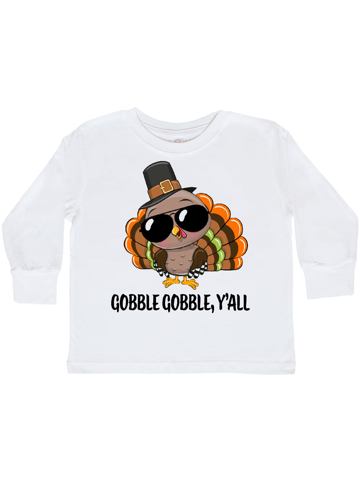 Turkey Gobble Gobble Shirt Thanksgiving Toddler Kids Long Sleeve Tshirt 