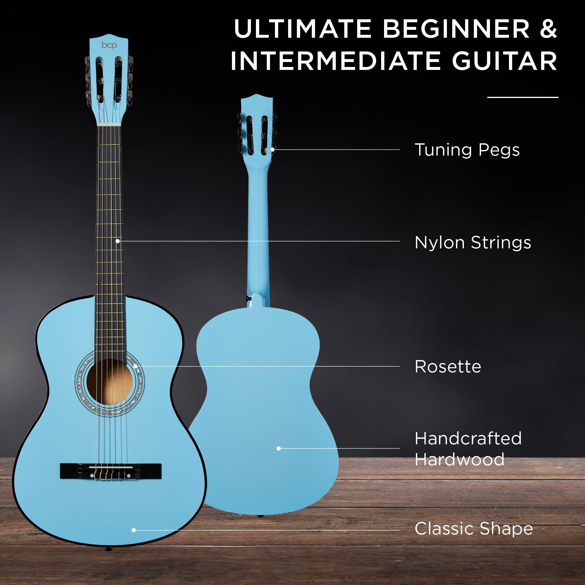 Best Choice Products 38in Beginner Acoustic Guitar Starter Kit w/ Gig Bag, Strap, Extra Strings - Light Blue