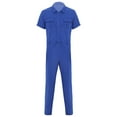 thumbnail image 3 of Alvivi Men's Blend Work Coveralls Short Sleeve Jumpsuit Multiple Pockets Zipper Overalls Workwear Blue XL, 3 of 7