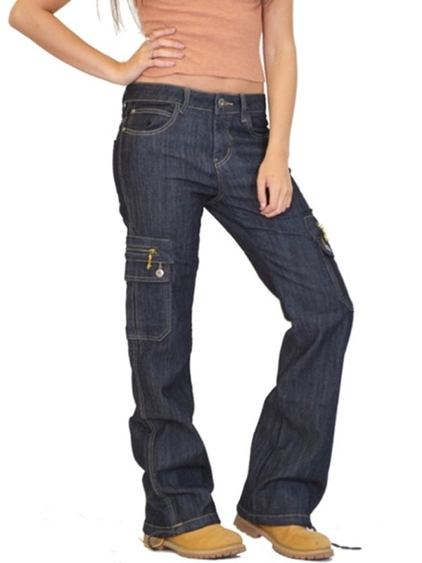 womens denim cargo jeans