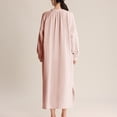 thumbnail image 5 of Annhoo Nightgowns for Women Cotton Comfortable Pleated Loose Plain V Neck Long Sleeve Nightdress Fashion Clothes, 5 of 6