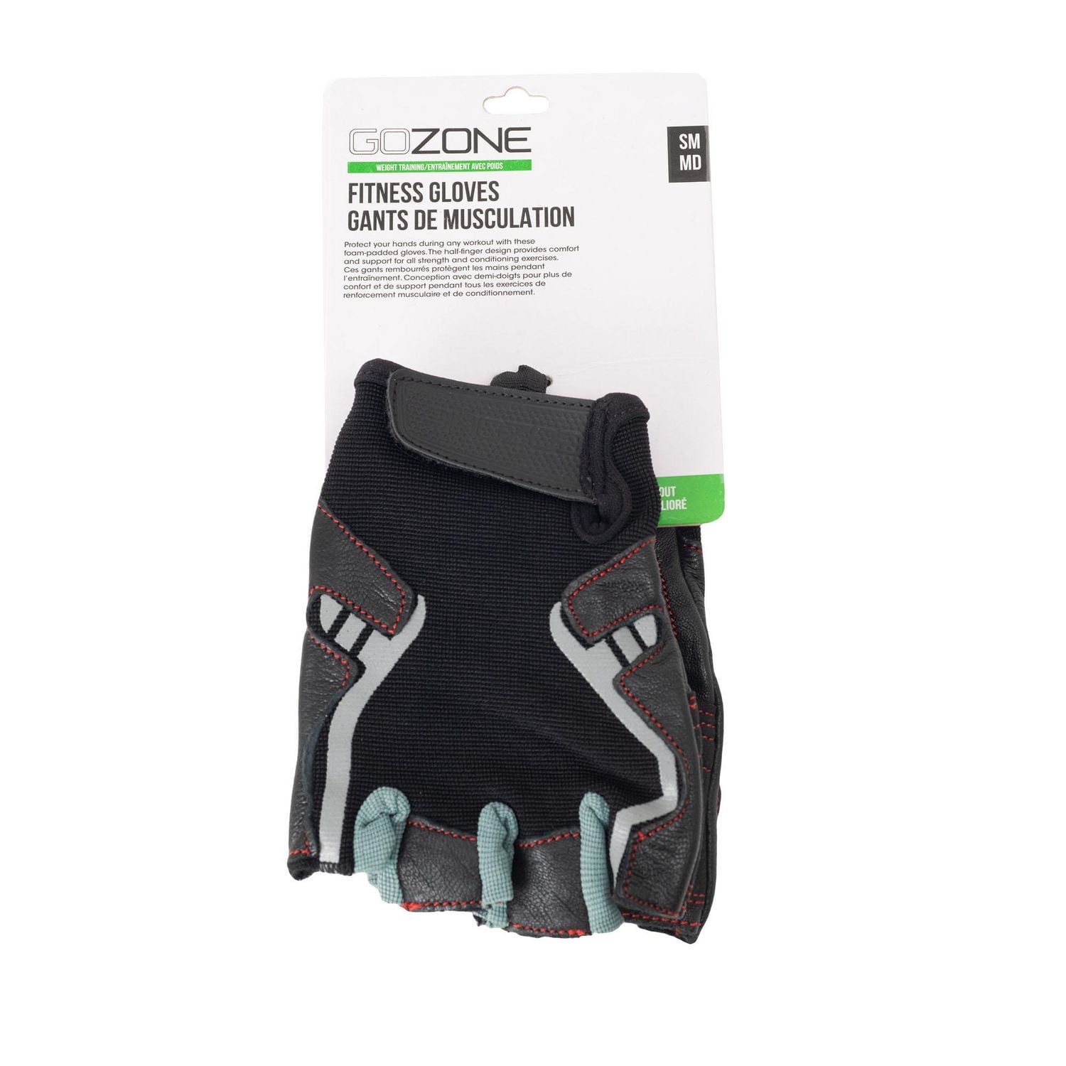 GoZone Weight Gloves – Traditional Style – S/M – Black/Red, Half-finger design