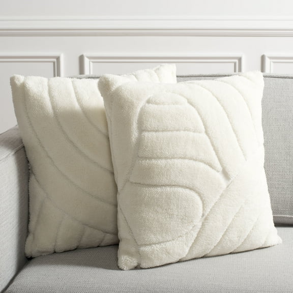 SAFAVIEH Verli Solid Pillow, 17" x 17", Ivory, Set of 2
