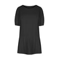 thumbnail image 5 of Wycnly Womens Dresses Loose Flowy Ruffle Swing Soft Cotton Linen Beach Mini Sun Dresses Casual Solid Round Neck Short Sleeve Short Summer Dress Black l Under $5, 5 of 6