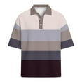 thumbnail image 5 of Men's Polo Shirts Color Block Short Sleeve Button Down Shirts Relaxed Fit Formal Dress Work Golf Collared Shirt, L, 5 of 6