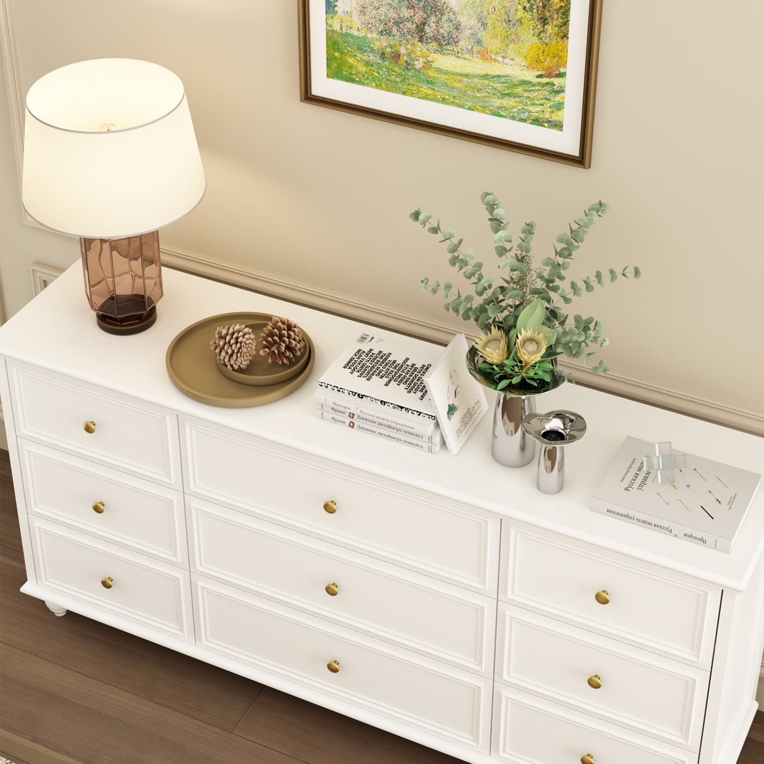OXYLIFE 9 Drawer Dresser for Bedroom Chest of Drawer Storage