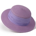 thumbnail image 2 of Nfurl Women's Straw Hats for Sun Protection Wide Brim Summer Hats Casual Vacation Beach Outdoor Gardening Sun Hats,Purple, 2 of 5