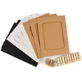 thumbnail image 1 of Paquete de 30 marcos de fotos de papel de cartón, Kit colgante DIY de 4x6 pulgadas, 3 colores, 30 pinzas para ropa, marcos de exhibición de fotos colgantes con 3 cuerdas,, 1 of 5