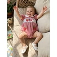 thumbnail image 5 of BemeyourBBs Baby Girl First Birthday Outfit One Years Old Birthday 1st Birthday Clothes Plaid Smocked Bubble Romper Bee Strawberry Embroidered Doll Collar Short Sleeve Infant Playsuit Jumpsuit, 5 of 9