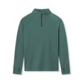 thumbnail image 3 of Men's Fitness Tops Elasticity Slim Fit Quarter Zip Long Sleeved Tops Green L, 3 of 8