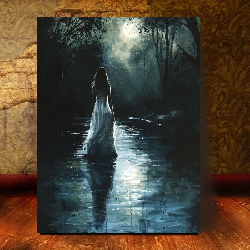 Gothic Lady White Forest Wall Art Print Dark Decor