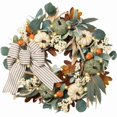 thumbnail image 1 of Couronnes d'Automne pour Porte d'Entrée Extérieure Couronne de Porte d'Automne avec Lumières Citrouilles Blanches Nœud Décorations d'Automne pour Maison Porche Table Centre de Table, 1 of 7