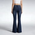 thumbnail image 6 of Women's High Waist Flare Jeans, Slim Fit Bootcut Denim Pants, Retro Washed Jeans for Women, Y2K Inspired Casual Jeans, Everyday Wear and 70s Style Outfits-Dark Blue, 6 of 9
