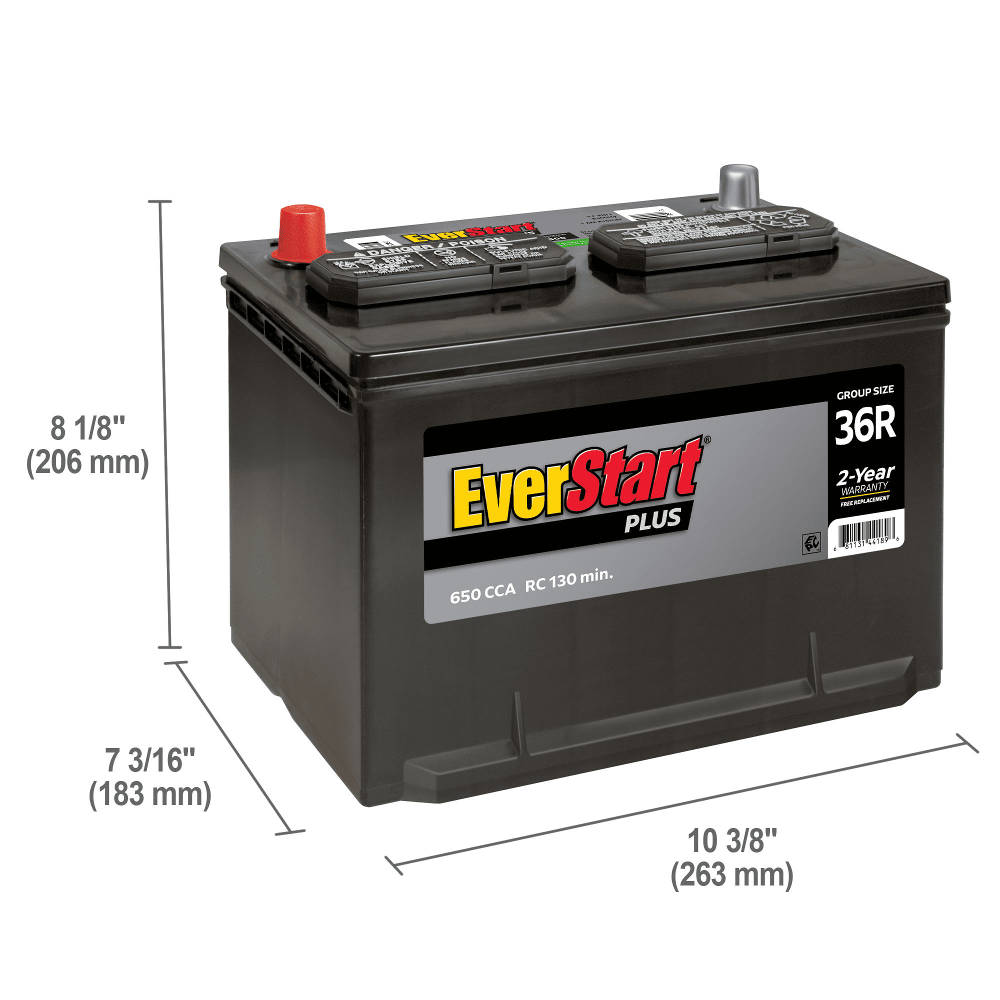 Everstart Plus Lead Acid Battery 12 Volt Automotive Battery Group Size 36R, 650 CCA Top Post for Car