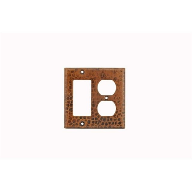 Premier Copper Products SCOR Copper Combination Switchplate with 2 Hole Outlet and Ground Fault-Rocker GFI Cover