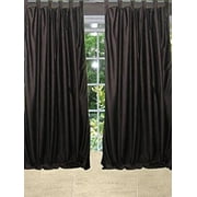 Mogul Curtains  Panel Spanish Style Solid Black Sari Drapes- Pair Window Treatment (Size: Length: 96".)