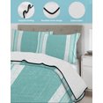 thumbnail image 3 of Full Size Quilt Bedding Set, Vintage Turquoise Striped Reversible Summer Quilt 3 Pieces, Farmhouse Modern Stripes Boho Texture Lightweight Bedspreads Coverlets with 2 Pillow Shams for All Seasons, 3 of 5