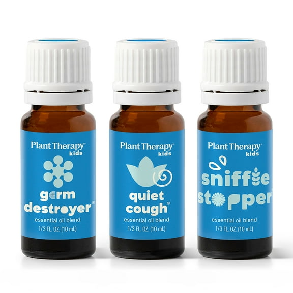 Plant Therapy KidSafe Feelin' Good Essential Oil Blend Set, Includes: Germ Destroyer, Immune Boom, Sniffle Stopper 100% Pure, Undiluted, Natural Aromatherapy 10 mL (1/3 oz)