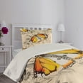 thumbnail image 2 of Ambesonne Butterfly Quilted Coverlet 2 Pcs, Meditative Journey, Twin Size, Orange Black Cream, 2 of 4