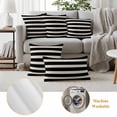 thumbnail image 6 of Black Beige Striped Outdoor Waterproof Pillow Covers, Vintage Geometric Line Simple Decorative Square Throw Pillowcase Sofa Cushion Sham for Patio/Couch/Chair, 24"x24" 2 Pack, 6 of 8