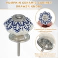 thumbnail image 3 of 6 Paquetes de Perillas de Cerámica, Perillas de Armario de Cerámica en Forma de Calabaza con Tornillo para Cajón de Closet, Armario y Vestidor, Blanco/Azul Oscuro (Hoja de Flor), 3 of 6