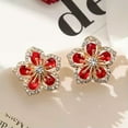 thumbnail image 4 of K-KED 925 Silver Flower Stud Earrings for Women Cubic Zirconia Engagement Jewelry-Style 1, 4 of 5