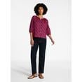 thumbnail image 3 of Time and Tru Women's Cotton Button Front Blouse with ¾ Length Sleeves, Sizes XS-XXXL, 3 of 6
