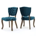 thumbnail image 5 of GZXS Contemporary Upholstered Dining Chairs Set of 2, Accent Velvet Side Chairs with Wood Legs, Tufted Seat & Back, Elegant Armless Kitchen & Dining Room Chairs, Dark Teal, 5 of 10