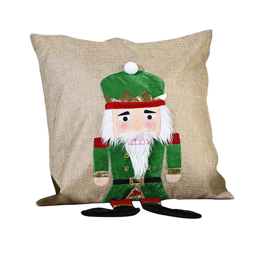 Christmas Pillowcase Home Office Hotel Lumbar Support Pillow Cotton Linen Zipper Cover