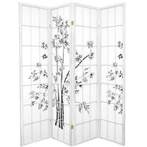 Oriental Furniture 6 Ft Tall Lucky Bamboo Room Divider, white, 4 panel