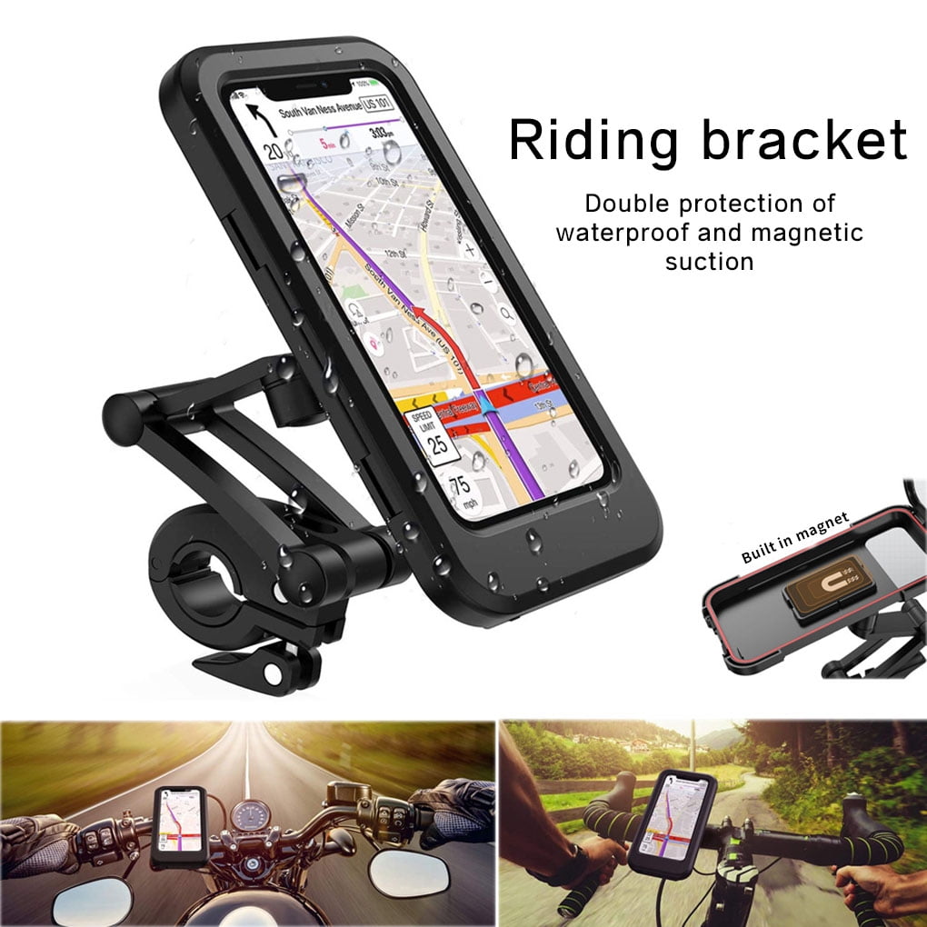 Adjustable Waterproof Bicycle Phone Holder Universal Bike Motorcycle Handlebar Cell Phone Support Mount Bracket For Iphone(Black)