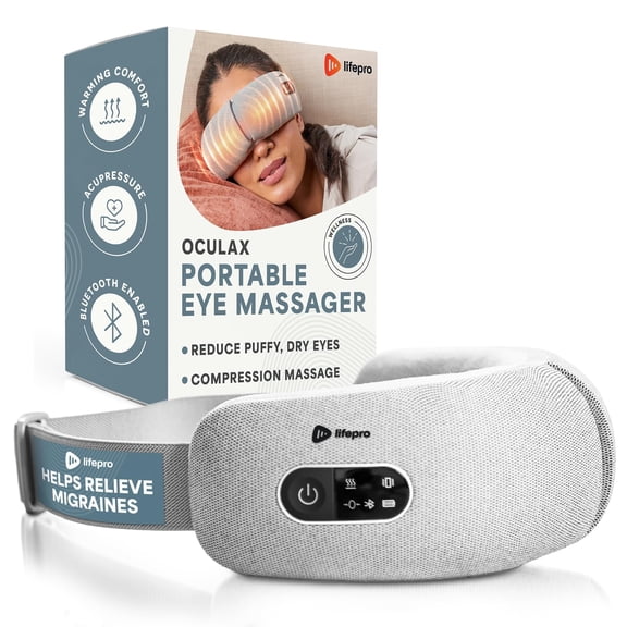 LifePro Eye Massager - Headache Relief Device - Smart Eye Massager for Migraines with Heat, Vibration and Bluetooth Music (Gray)