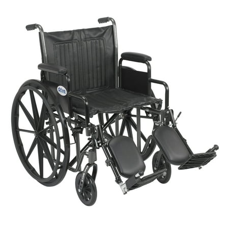 Drive Medical Silver Sport 2 Wheelchair, Detachable Desk Arms, Elevating Leg Rests, 20" Seat