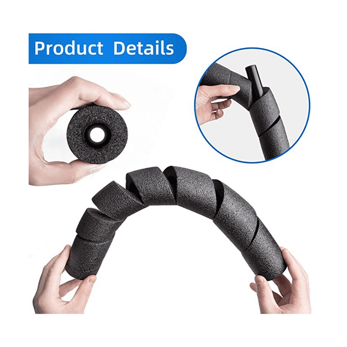 6 Pcs Pipe Insulation Foam Tube -Foam Pipe Covers -Soft Foam Tubing Insulation Wrap Spiral Basement Pole Cover Protector