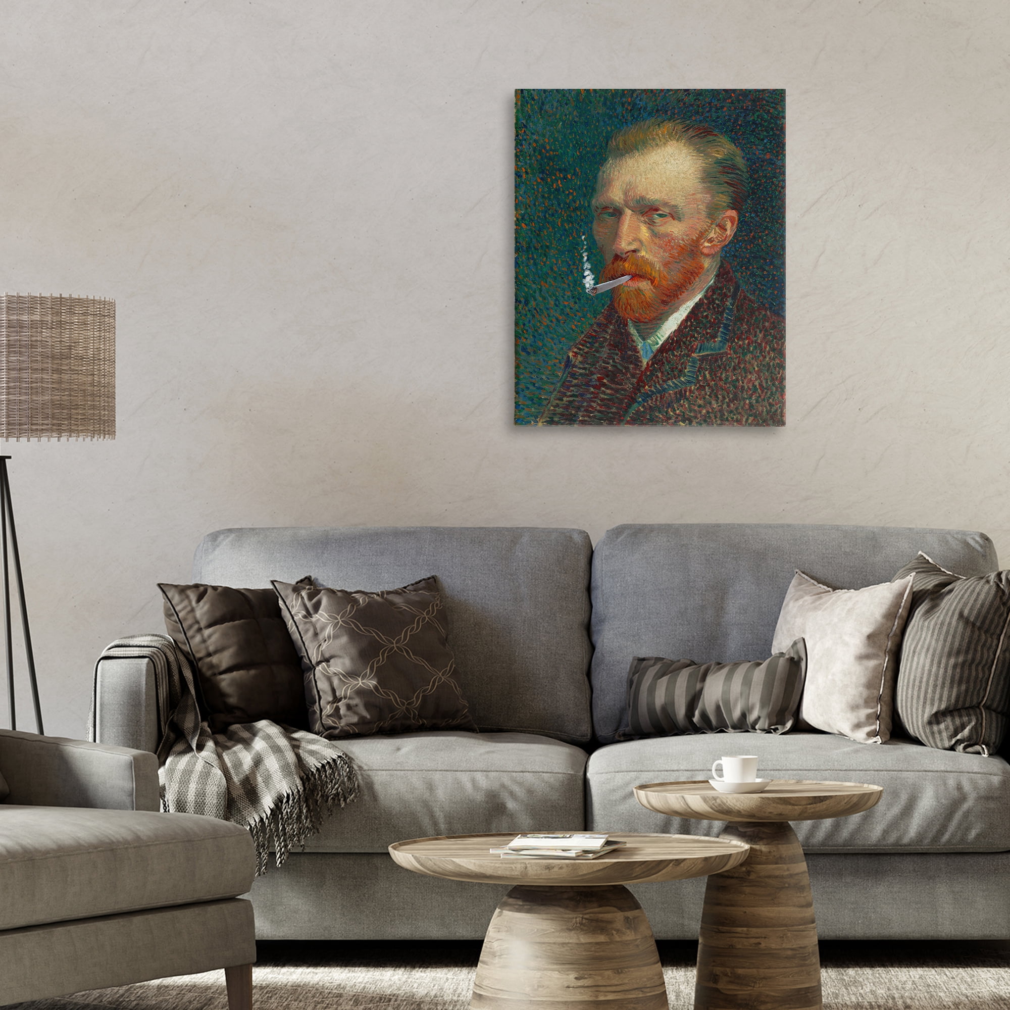 Van Gogh Portrait with Smoke Canvas Wall Art, design by Masters Redux