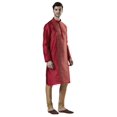 thumbnail image 4 of Ethnix Men's Indian Royal Classic Collar Festive Maroon Kurta Tunic Pajama Set; Maroon; LG, 4 of 4