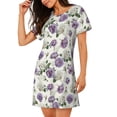 thumbnail image 2 of Kdxio Spring Flowers Pattern Womens Short Sleeve Sleepshirt Scoopneck Cute Nightdress Ruffle Comfy Nightgown, 2 of 6