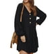 thumbnail image 2 of Vestido de mujer con cuello en V, manga larga, suelto, ropa de otoño, color sólido, con botones de cintura alta, negro, S Noticed AP003891-01, 2 of 5