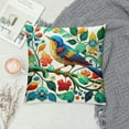 thumbnail image 2 of Leisuo Bird Throw Pillow Cover Watercolor Robin Sitting On Tree Branch Fabric for Couch Bed Sofa Car Waist Cushion Cover Pillow Case White, 2 of 5