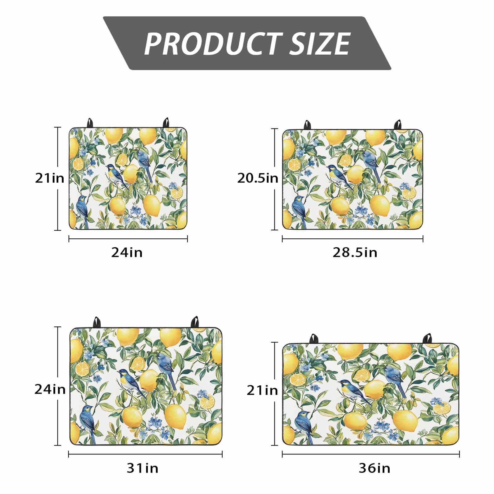 Botanical Lemon Stove Top Cover for Electric Stove, Heat-proof & Non Slip Glass Top Stove Cover Protector, Watercolor Blue Birds Green Leaves Kitchen Flat Cooktop Rubber Mat 24x21 Inches